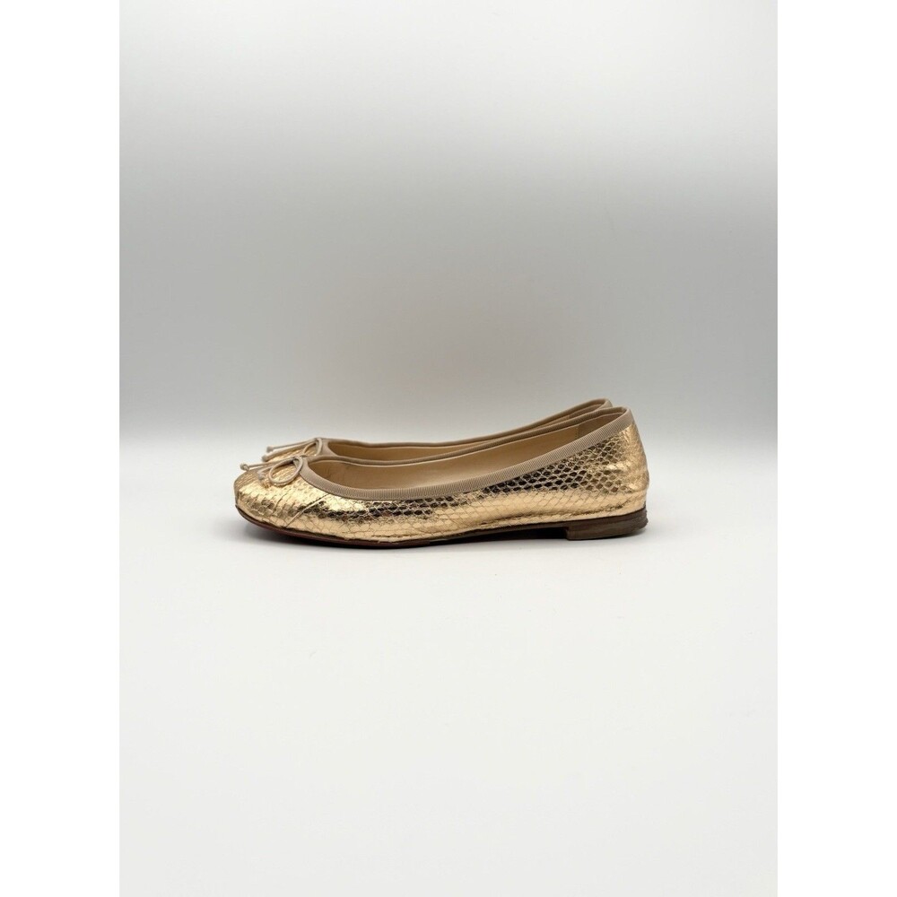 Christian Louboutin Gold Leather Square Toe Rosella Ballet Flats Size EU 36.5 - Picture 4 of 15